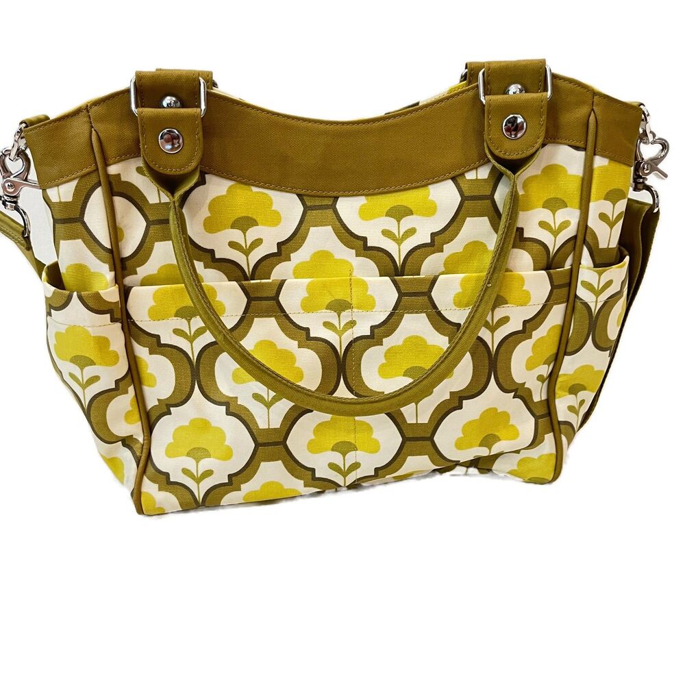 Petunia Pickle Bottom Diaper Bag City Carryall Lights of Lisbon Yellow Green